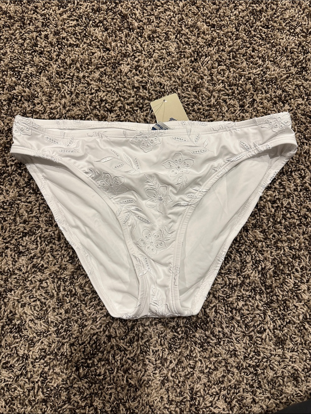 Tommy Bahama White Embroidered Bikini Bottoms